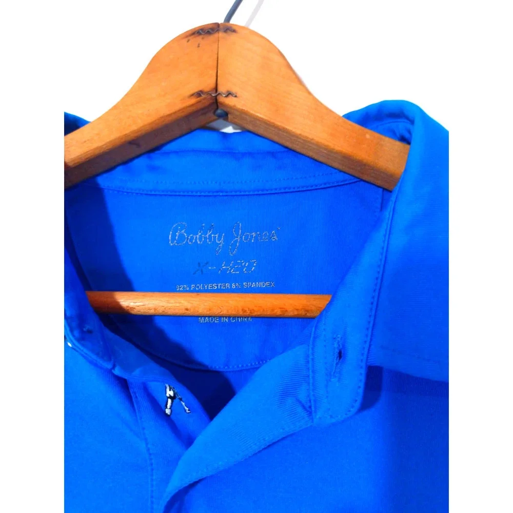 Bobby Jones Mens X-H2O XL Blue Dri Tech Golf Polo - Picture 3 of 5
